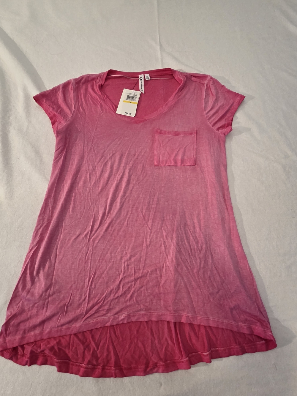 Women's Ambre Pink Pocket Tee - Lightweight Short Sleeve Top